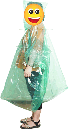 Green PE emergency rain cape bulk wholesale